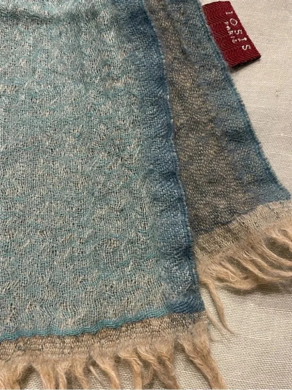 Iosis Paris Yves Delorme blue 100% woven wool 49